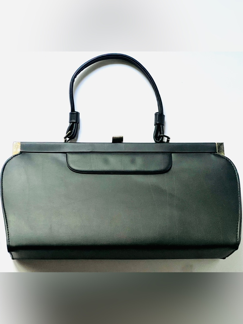 Vintage Black Shoulder Bag - Gold Accents